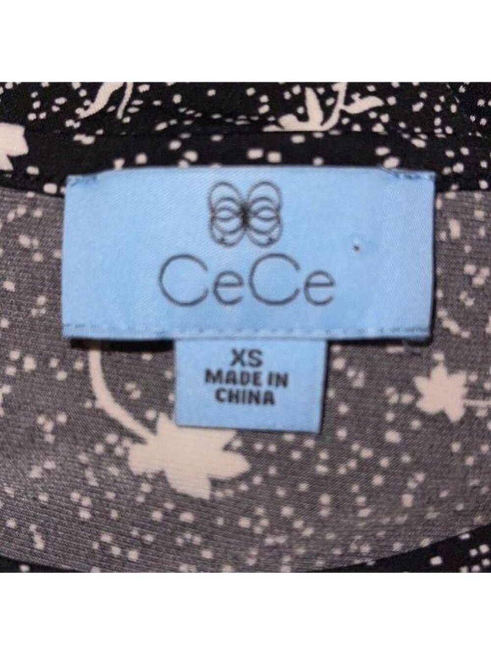 CeCe Women's XS Long Sleeve Blouse Black White - Picture 4 of 5